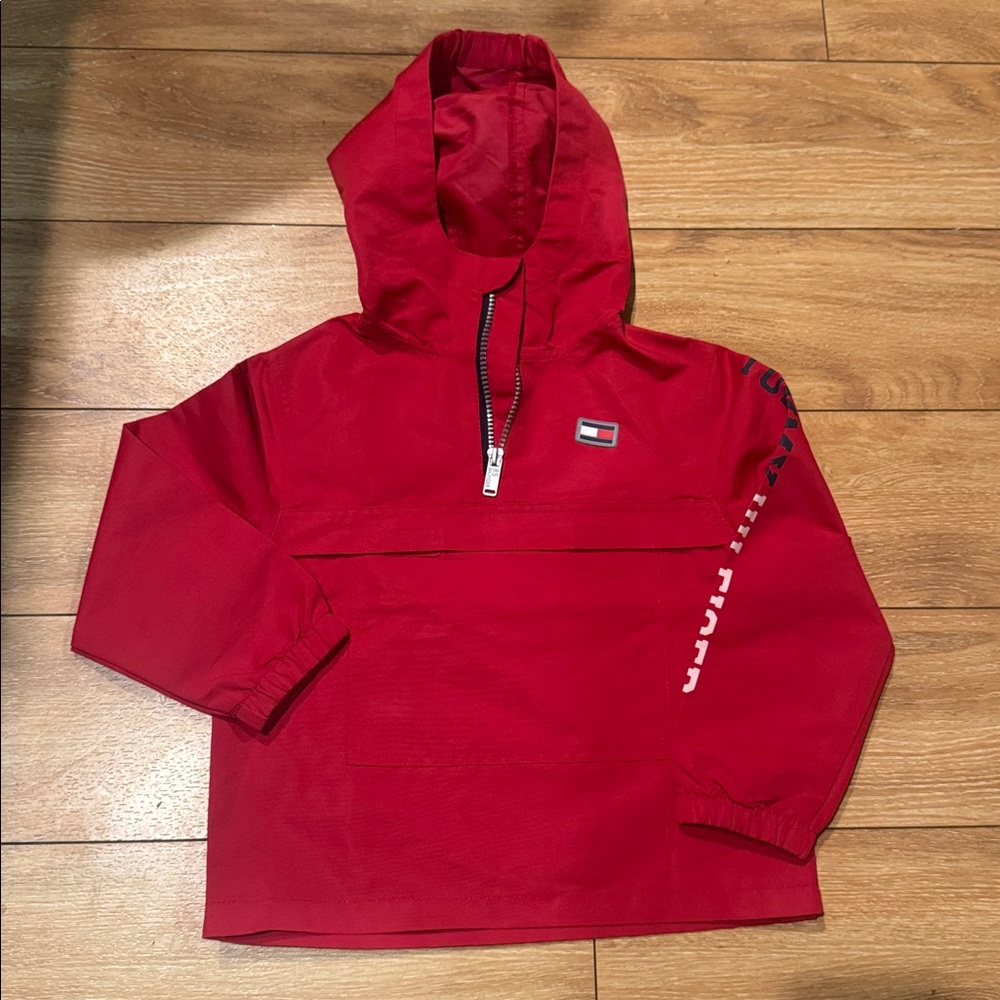 Tommy Hilfiger Kids red hooded light weight windbreaker jacket